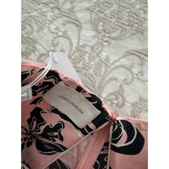 NWT Cedric Charlier Fantasy Silk Pink-Printed Strapless Midi Dress, size 6 - Picture 4 of 9